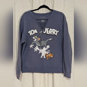 Tom and Jerry Women's Graphic Crew Neck Sweater - Navy